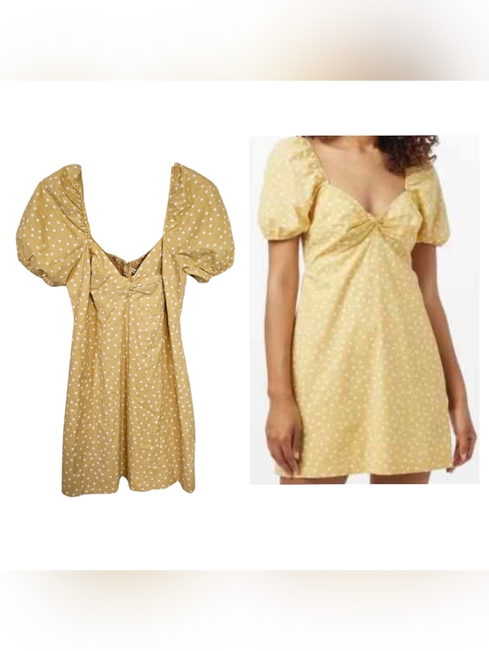 Abercrombie & Fitch Dresses & Skirts - Abercrombie & Fitch Polka Dot Twist Front Mini Dress Puff Sleeve Fit & Flare